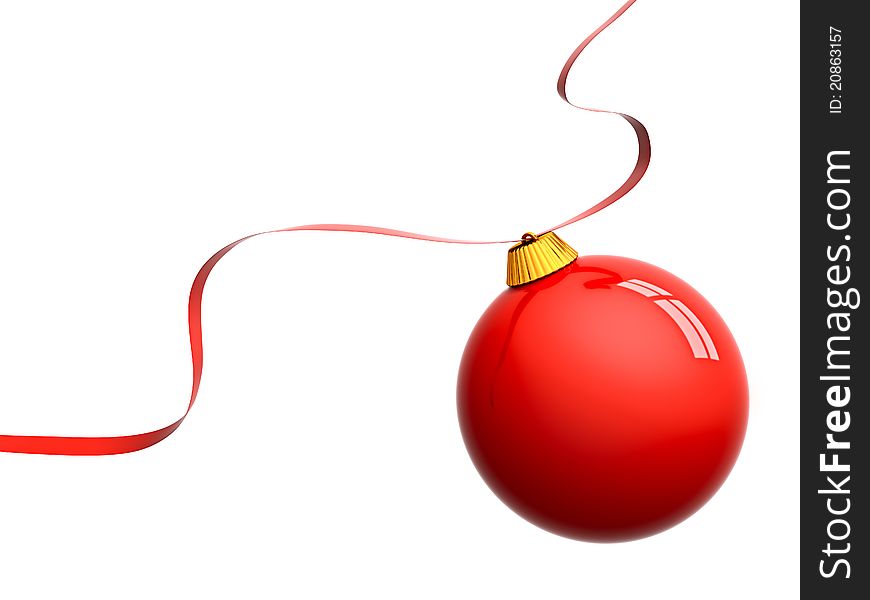 Christmas red ball with ribbon. Christmas red ball with ribbon