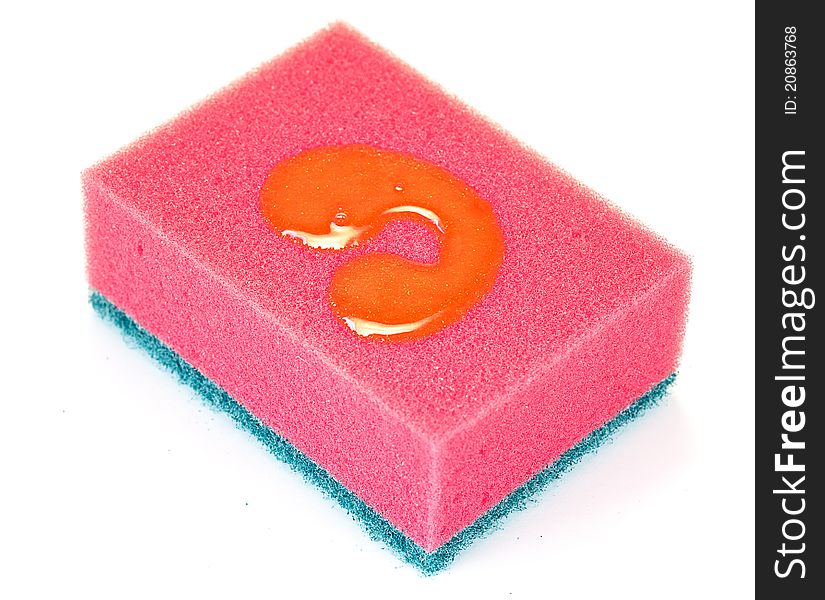 Red sponge isolated on a white background