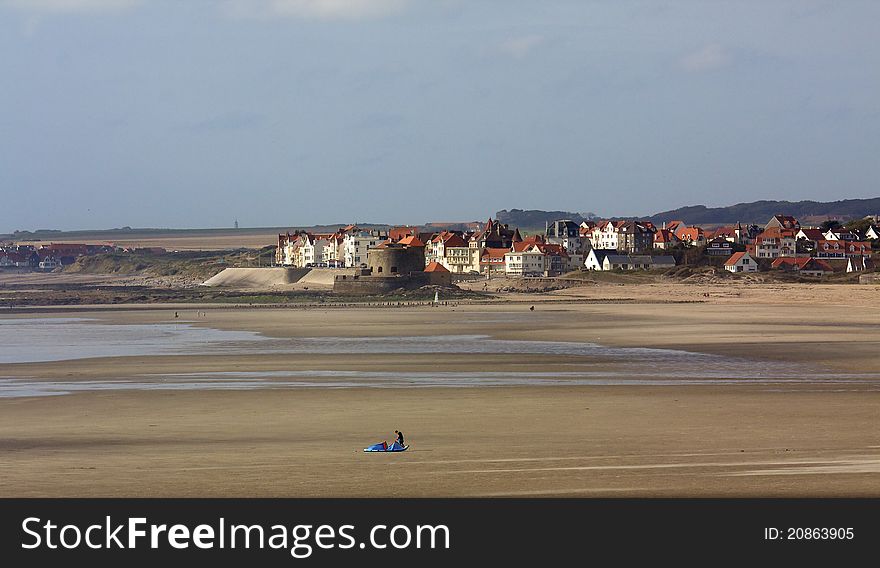 Photo of the castle in front of the sea in France. Photo of the castle in front of the sea in France