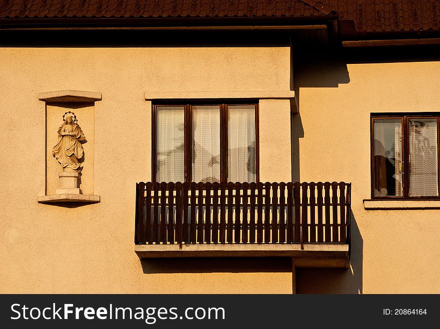 Old balcony in hungary at sunset