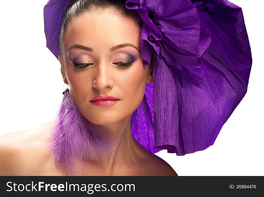 Portrait Of A Woman In A Purple Hat