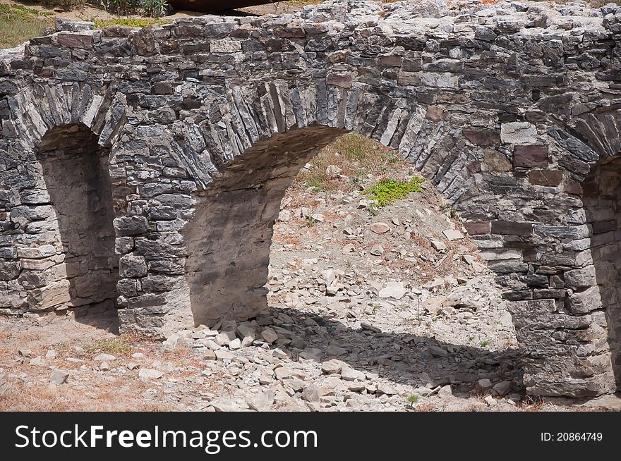 Roman bridge in Baelo Claudia's ruins, Tarifa, Cadiz