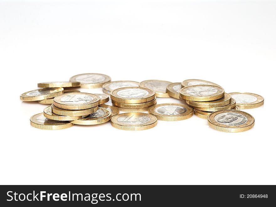 Euro coins of income and statement. Euro coins of income and statement