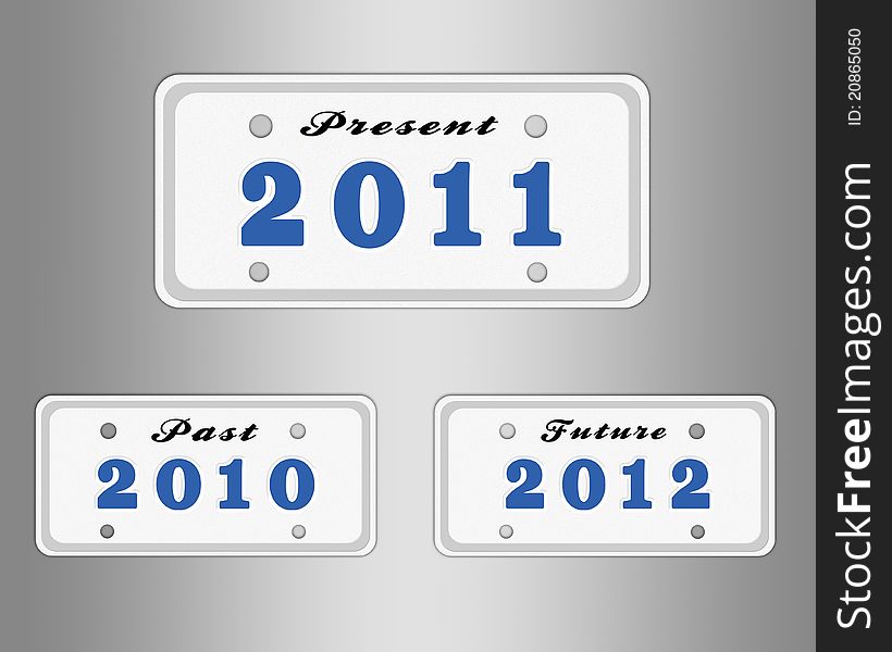 License plate with 2010,2011 and 2012. License plate with 2010,2011 and 2012