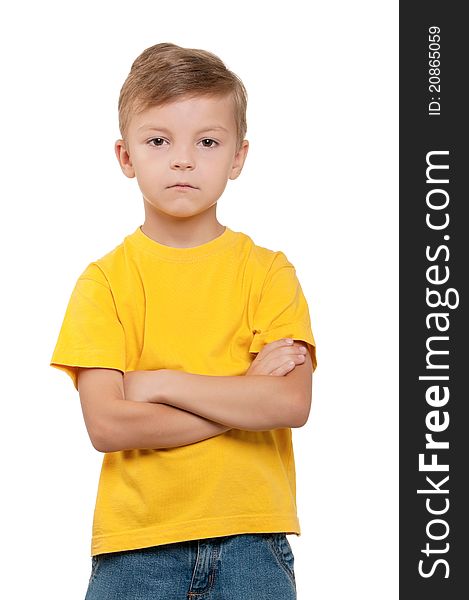 Portrait of funny little boy over white background. Portrait of funny little boy over white background