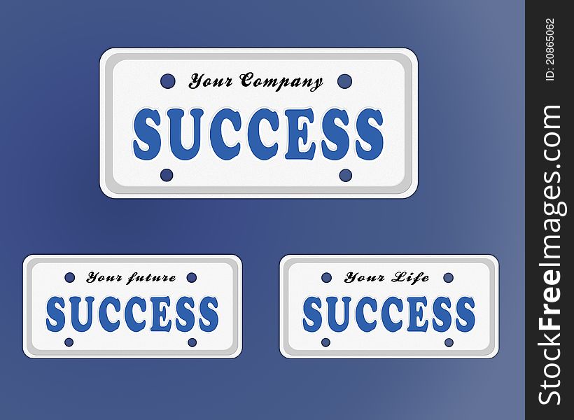 Success license plate on blue background
