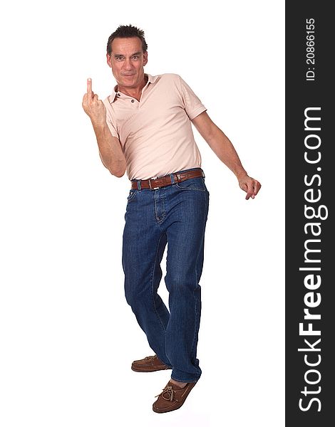 Annoyed Frustrated Man showing Middle Finger