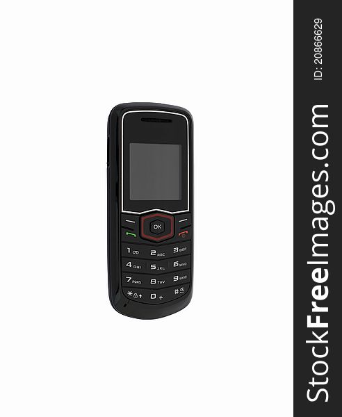 Black cell phone on a white background (Upright). Black cell phone on a white background (Upright)