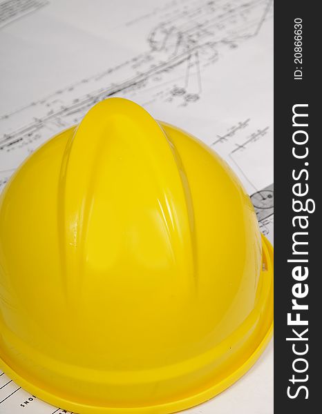 Construction worker's hard hat and Plans