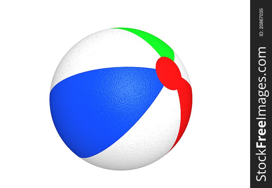 Single beach ball on white background 3d