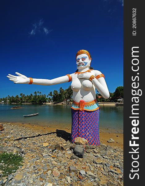 Giant statue near sea on Samui island