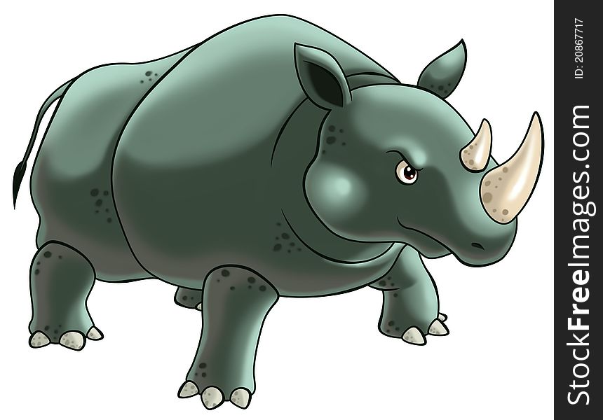 Rhinoceros cartoon illustration for kids
