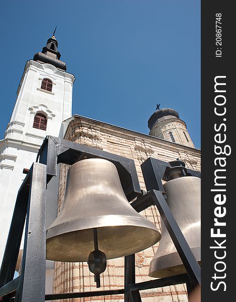 White Orthodox Church tower bellows. White Orthodox Church tower bellows
