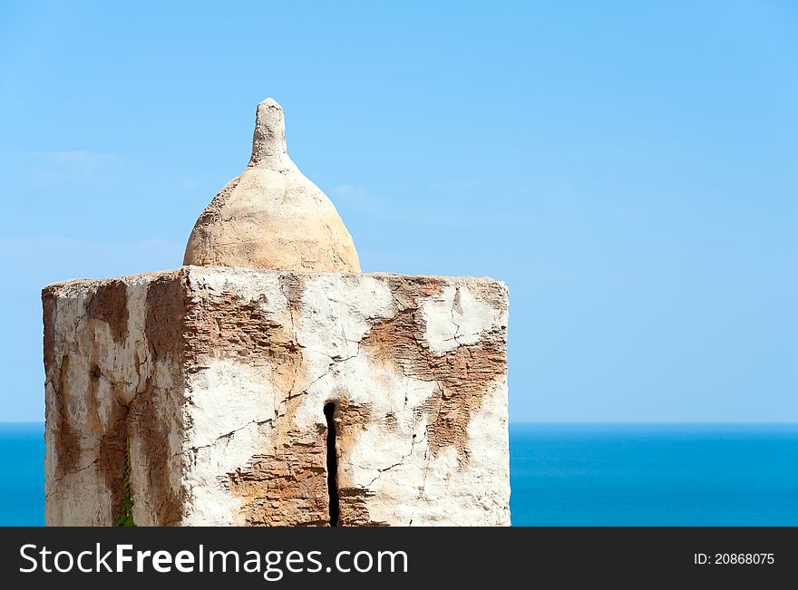 Old Asian building on background sea. Vacation and travel concept. Old Asian building on background sea. Vacation and travel concept.