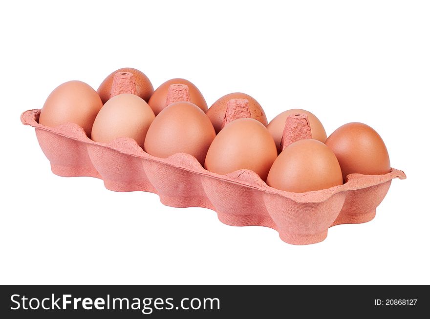 Chicken eggs in carton box on white background without shadow. Clipping paths. Chicken eggs in carton box on white background without shadow. Clipping paths.