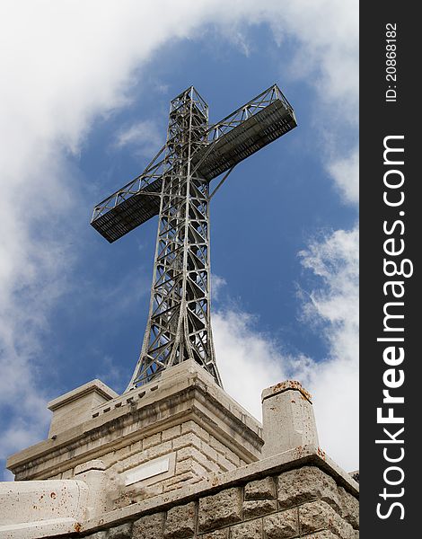 Caraiman heroes cross monument in Bucegi mountains Romania