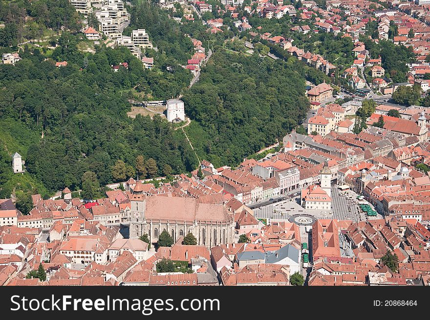 Aerial shot of Brasov