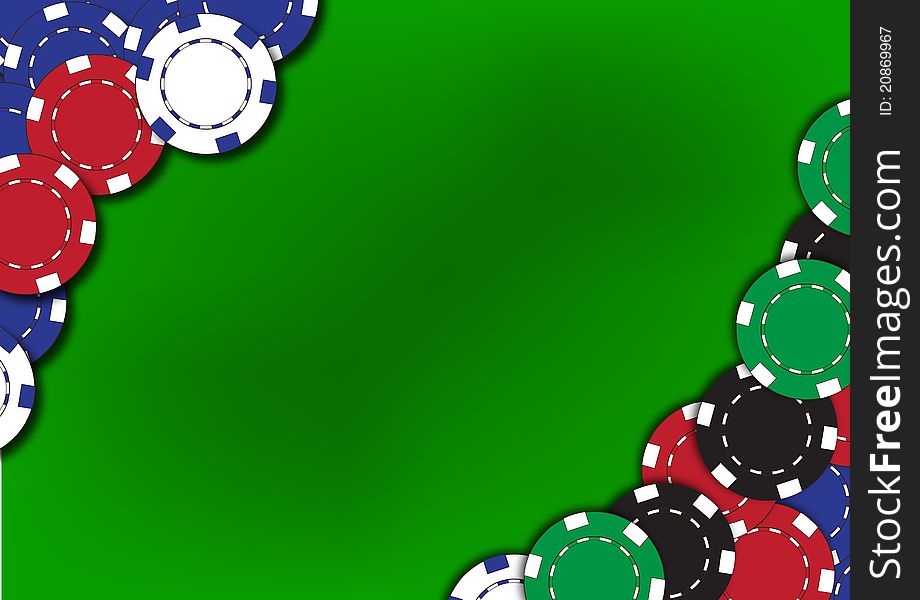 Illustration of poker table with chips. Illustration of poker table with chips