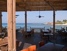 Mediterranean Beach Restaurant Stock Image