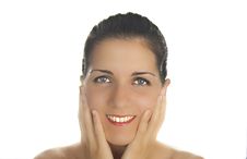 SKIN AND BEAUTY CARE - YOUNG BEAUTIFUL FEMALE Stock Photography