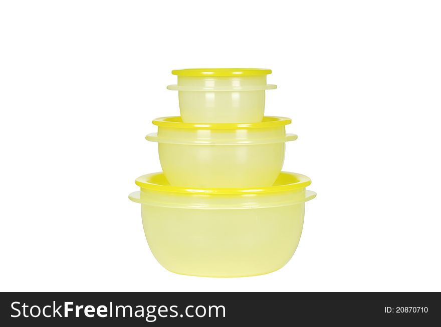 Isolated yellow freezer plastic container. Isolated yellow freezer plastic container