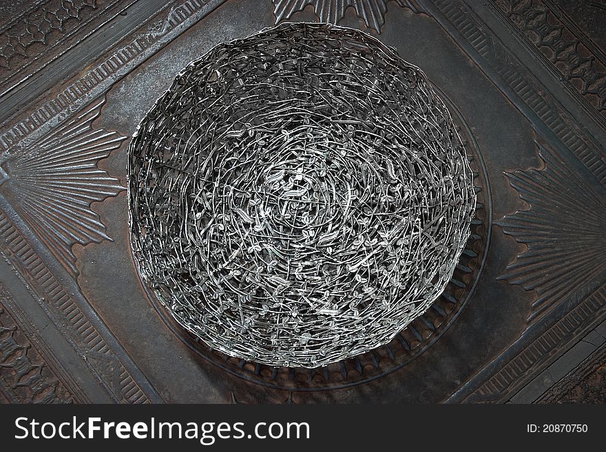 Antique decorative metallic fruit dish