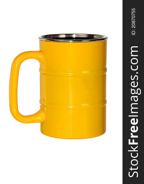 Yellow metal barrel shaped mug