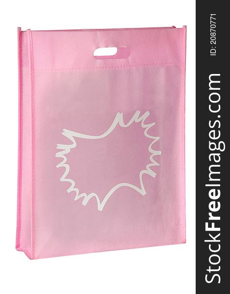 Pink spunbond bag isolated on white