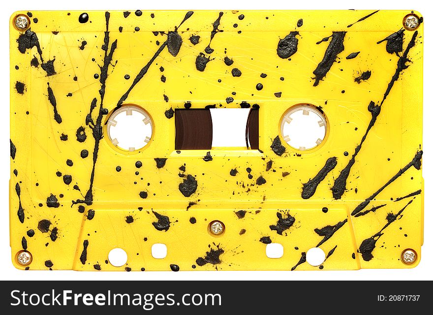 Vintage yellow audio cassette.