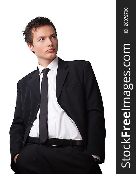 Businessman against a white background