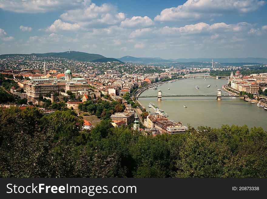 Budapest skyline view from Gellert Hill.
