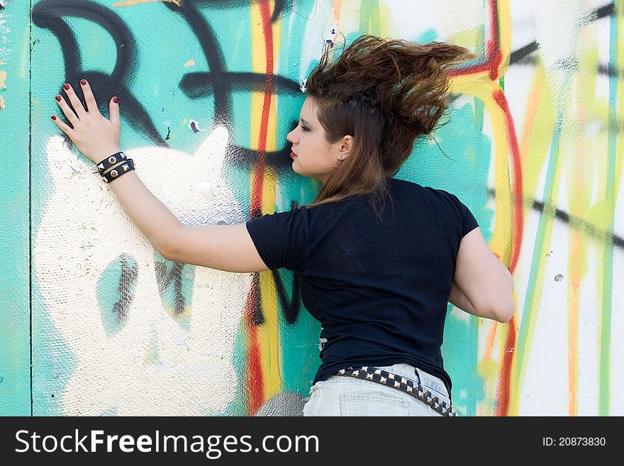 Punk Girl Walking Outdoor