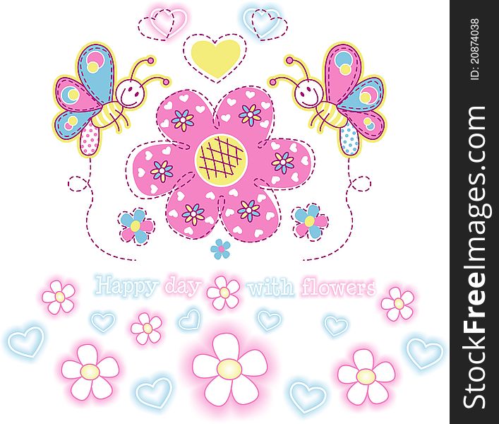 Illustration about butterfly that happy with the flowers. Illustration about butterfly that happy with the flowers