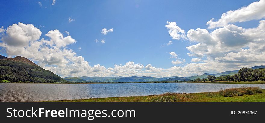 The landscape of the lake at bassenthwaite in cumbria in england. The landscape of the lake at bassenthwaite in cumbria in england