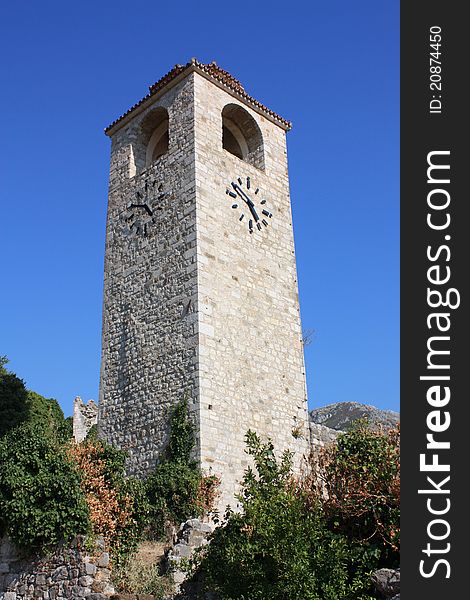 Old clock tower with blue sky