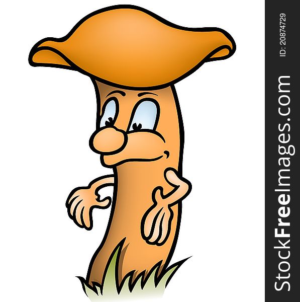 Bolete - colored cartoon illustration, Mushroom vector