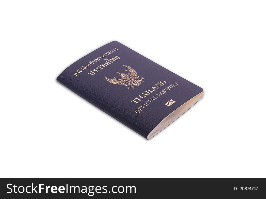 Thailand official passport isolated on white background