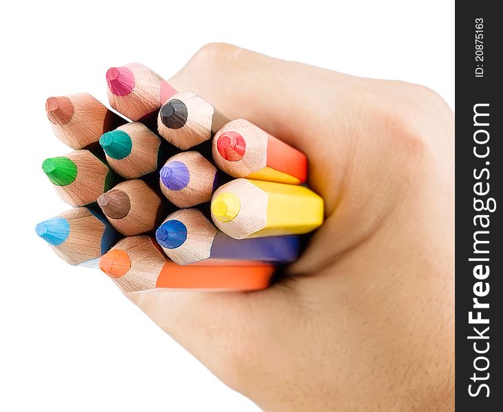 Multicolor Pencils In Hand