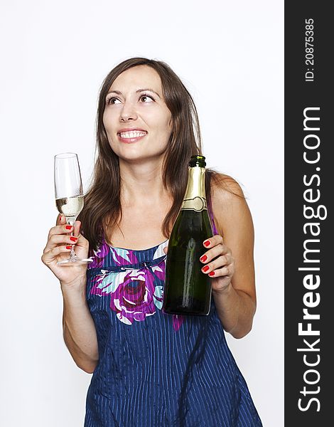 Attractive Woman with glass of champagne. Attractive Woman with glass of champagne