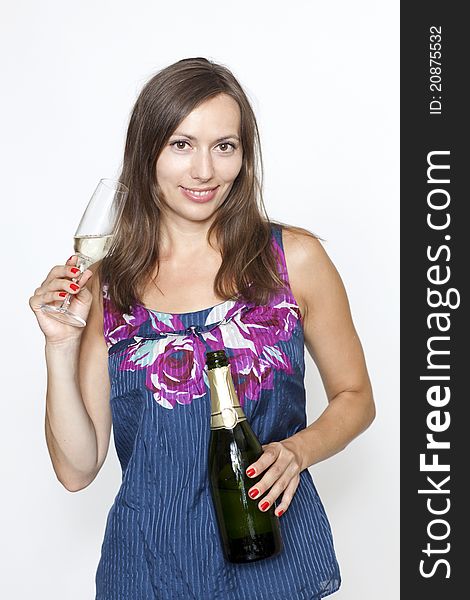 Attractive Woman with glass of champagne. Attractive Woman with glass of champagne