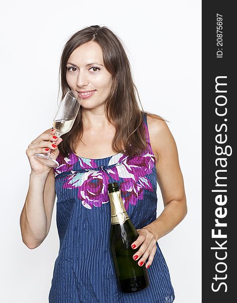 Attractive Woman with glass of champagne. Attractive Woman with glass of champagne