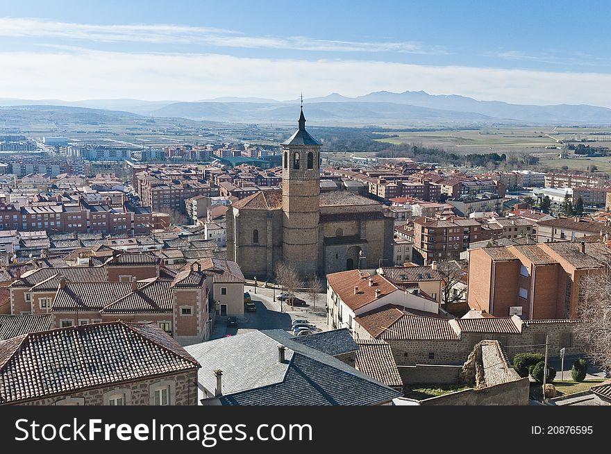 Santa Maria de Gracia Convent aerial view at Avila, Spain. Santa Maria de Gracia Convent aerial view at Avila, Spain