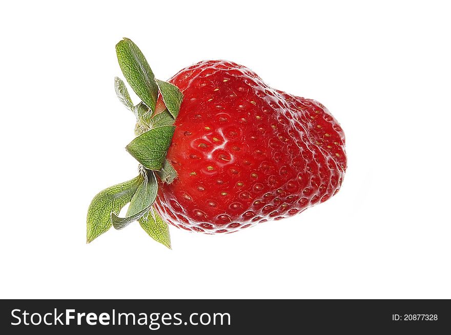 Isolated strawberry fruit on a white background.