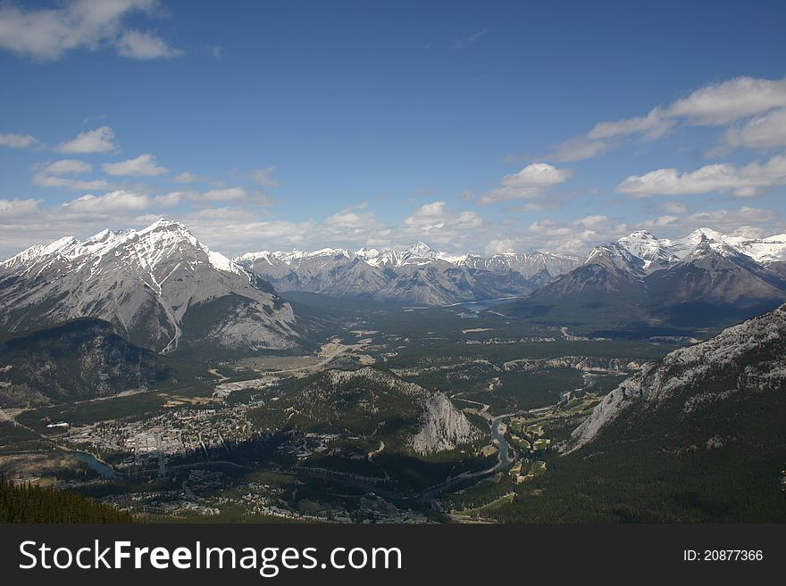 View over Rocky mountains early spring. View over Rocky mountains early spring.