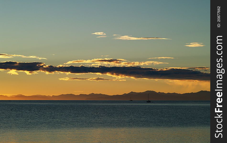 Sunset in Bark Bay, Abel Tasman, New Zealand