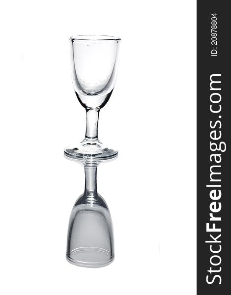 Glass and reflex on white background