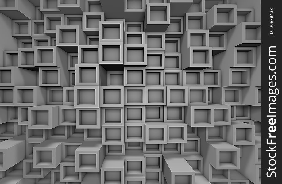 Render of an abstract cube wall