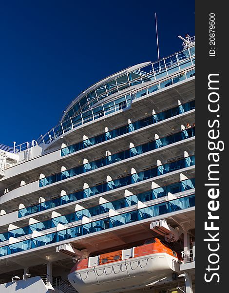 Cruise liner balconies as seen from shore. Cruise liner balconies as seen from shore