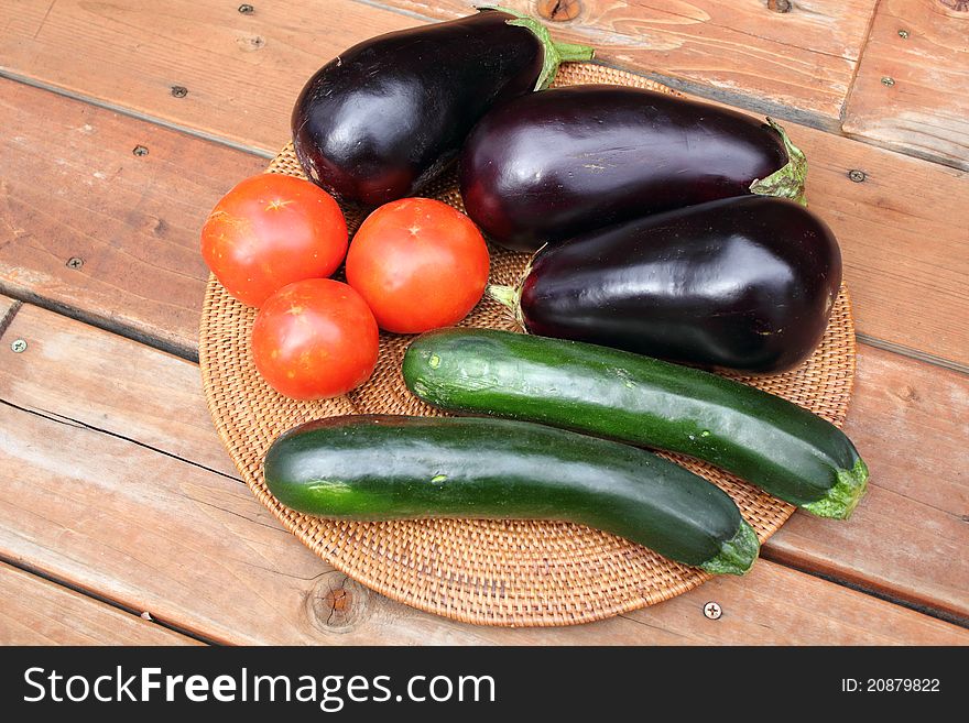 Eggplant, Tomatoes And Zucchini