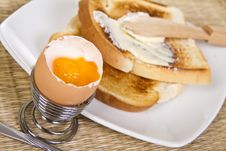 Soft Boiled Egg With Toasts Stock Photos